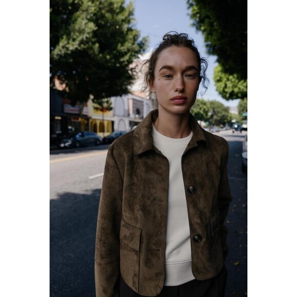 ZARA FAUX SUEDE CROPPED JACKET - Picture 3 of 8